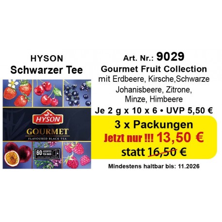 Art. Nr. 9029 Angebot 3 x Hyson Schwarzer Tee Gurman 2 x 6 x 10