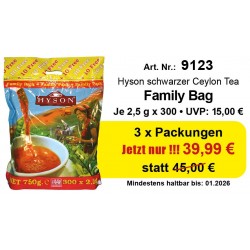 Art. 9123 5x Hyson Schwarzer Tee "Family Bag" je 2,5g x 300 + 1 Packung gratis