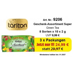Angebot 3 x Tarlton Geschenk-Assortiment Super Green Tee 8 Flaver 8 x 10 x 2 Gr.