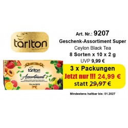 Angebot 3 x Tarlton Geschenk-Assortiment Super Schwarzer Tee 8 Flaver 8 x 10 x 2 Gr.