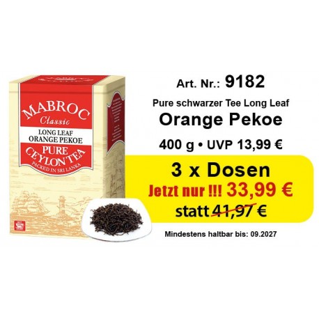 Art. Nr. 9182 3 x Mabroc Schwarzer tee OPA je 400 Gr 
