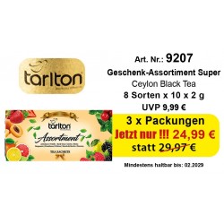 Angebot 3 x Tarlton Geschenk-Assortiment Super Schwarzer Tee 8 Flaver 8 x 10 x 2 Gr.